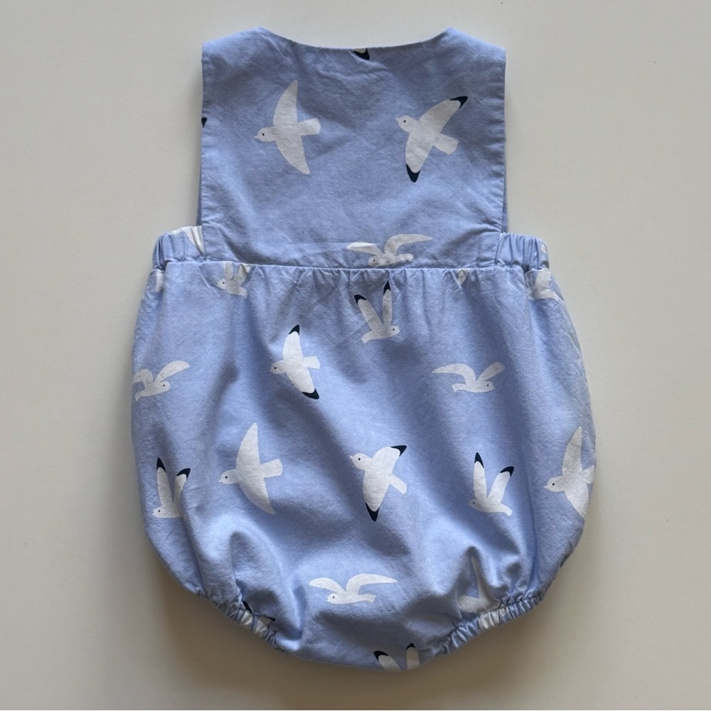 Jacadi Boys Light Blue Seagull Print Bubble Romper - Size 3M - Picture 8 of 16